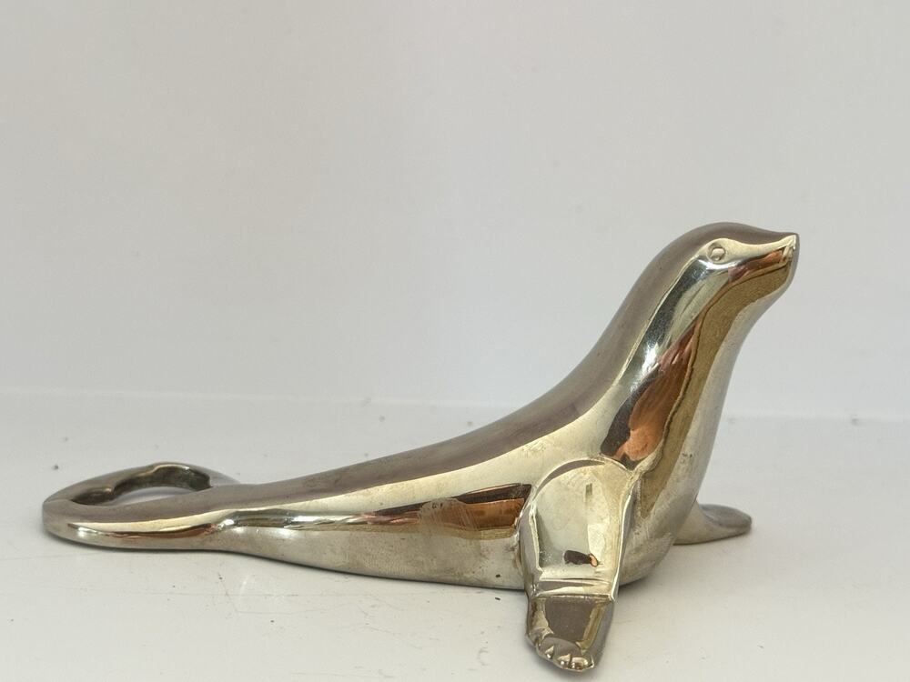 Vintage BMF West Germany Chrome Sea Lion Bottle Opener MCM Figural Heavy